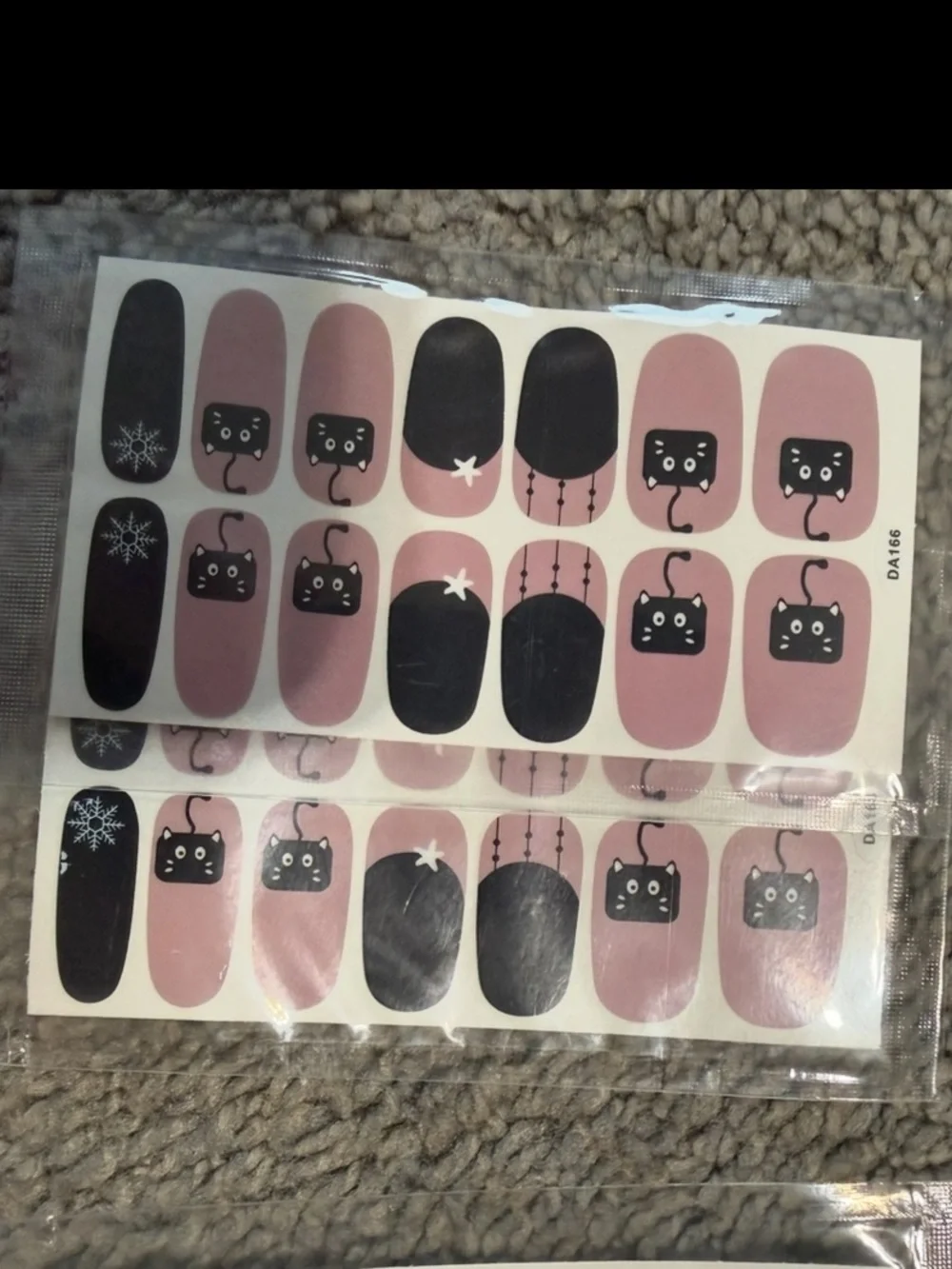 $2 DA166 Pink & Black Cat Nail Wraps $2 WITH ANY $10 ORDER OR MORE